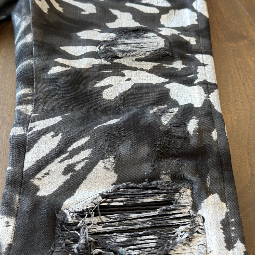 Philipp Plein Super Straight Cut Black White Tie-Dye Jeans Sz 30 | Rare Capsule - Picture 6 of 11